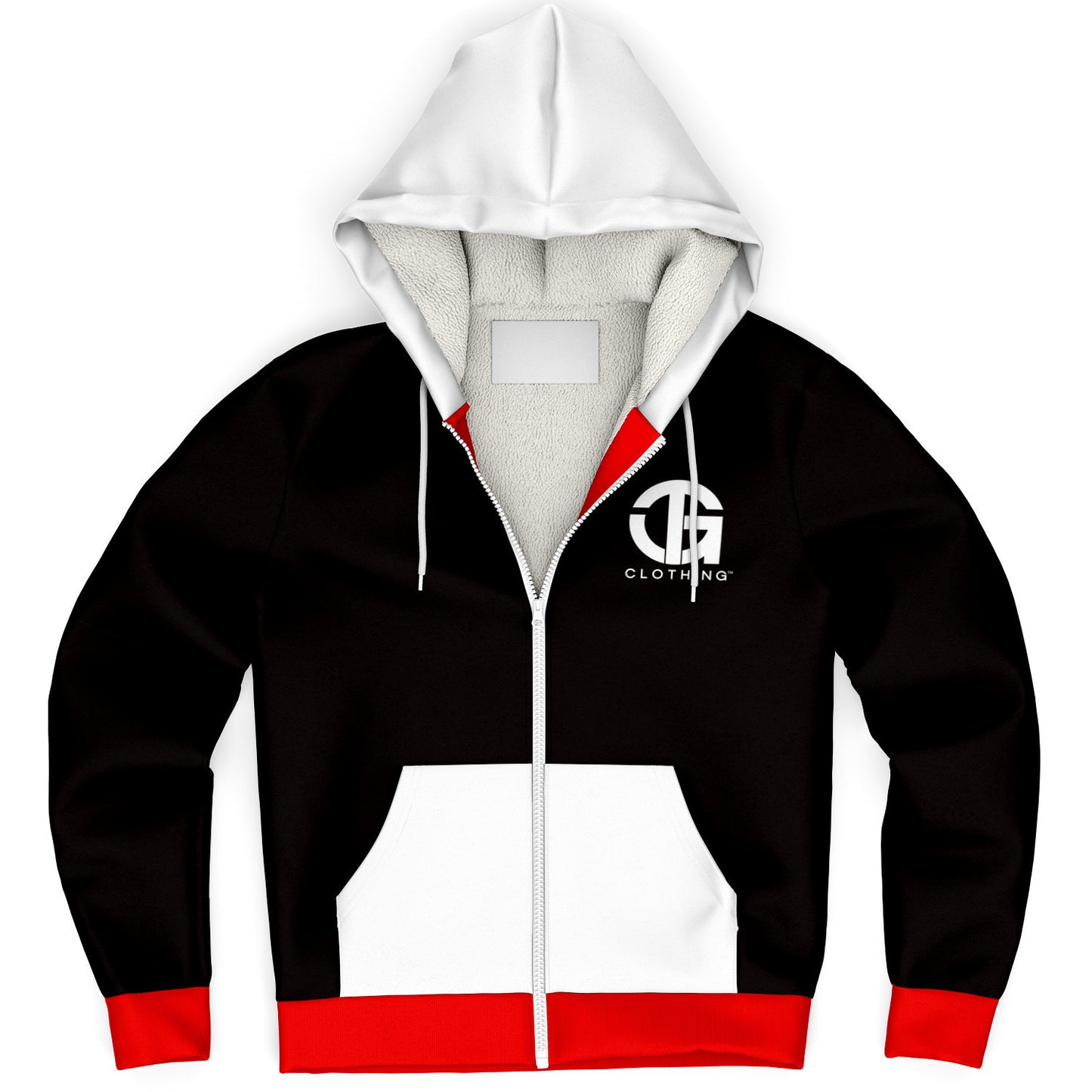 TG Black, Red and White Zip-Up Hoodie