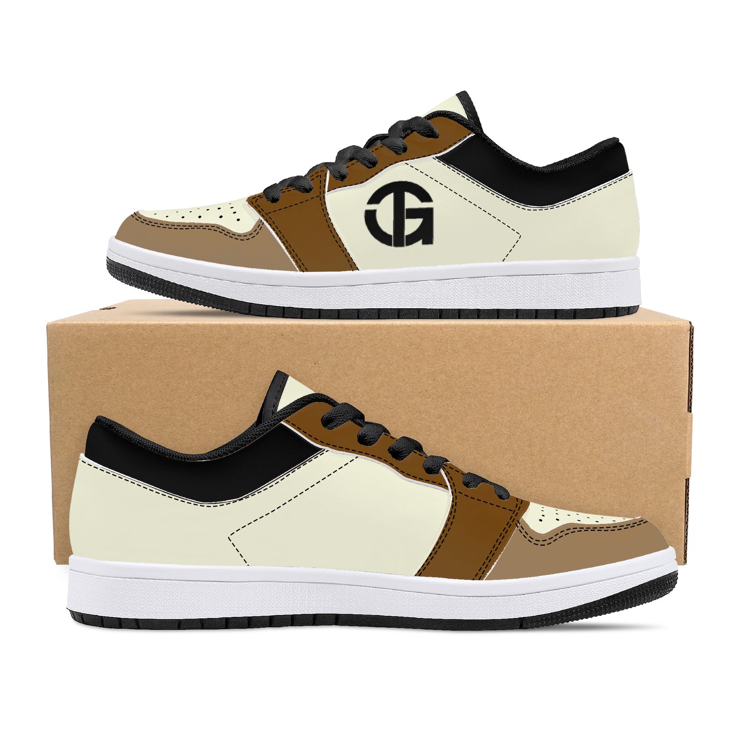 Brown and Black 2 Toned Leather Sneakers