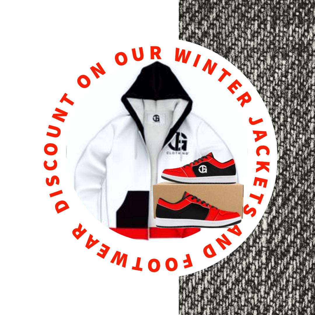 White Red and Black Hoodie and Sneakers