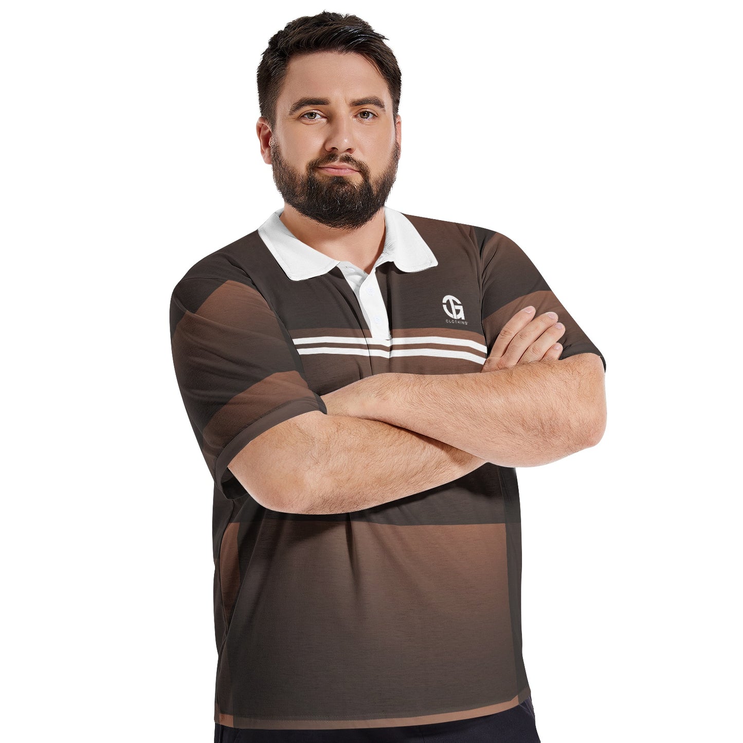 Men's Brown and White Polo Shirts