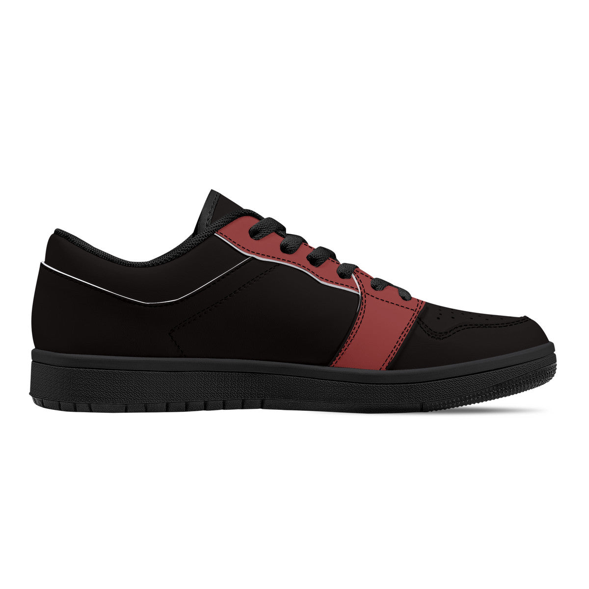 TG - Black and Burgundy Black Sole Low-Top Leather Sneakers