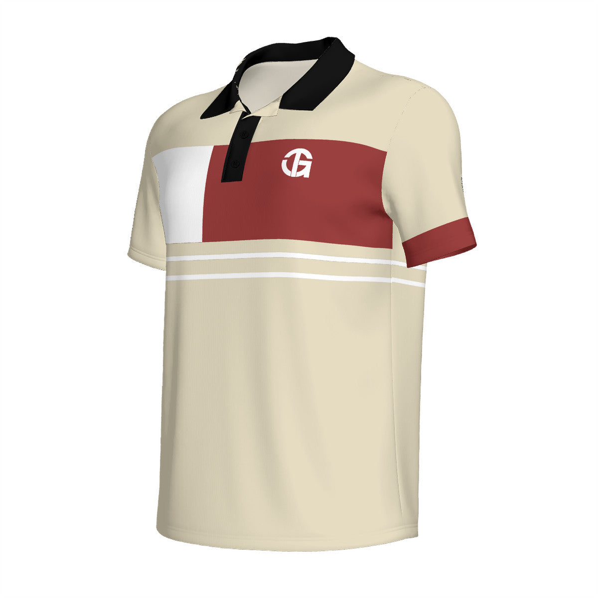 TG - Men's Burgundy and Beige with White logo Polo Shirt