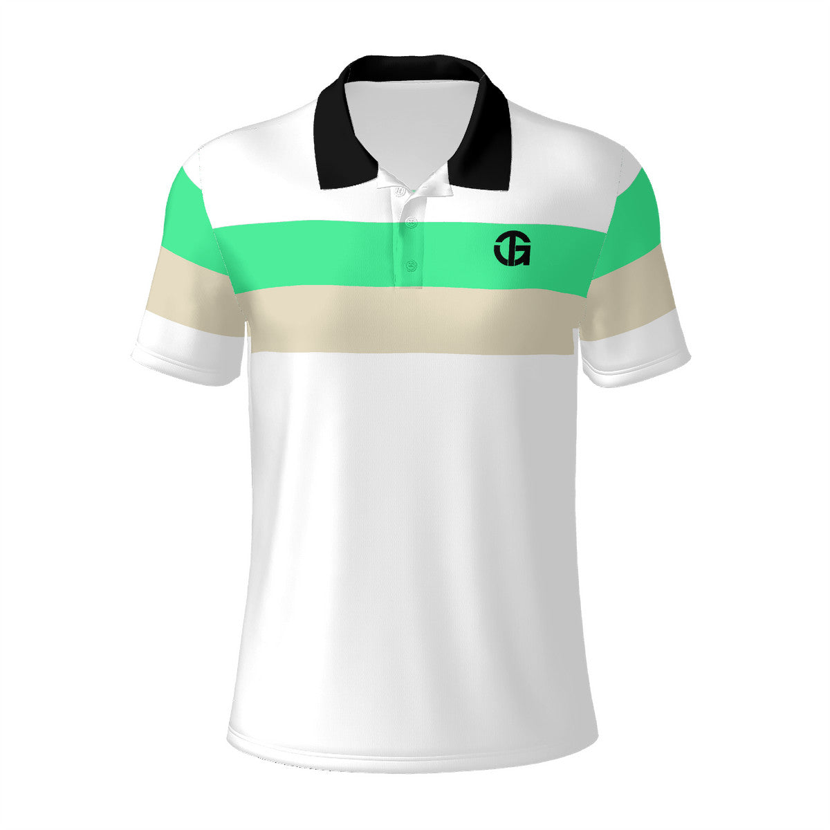 TG - Men’s Lime Green and White Polo Shirt