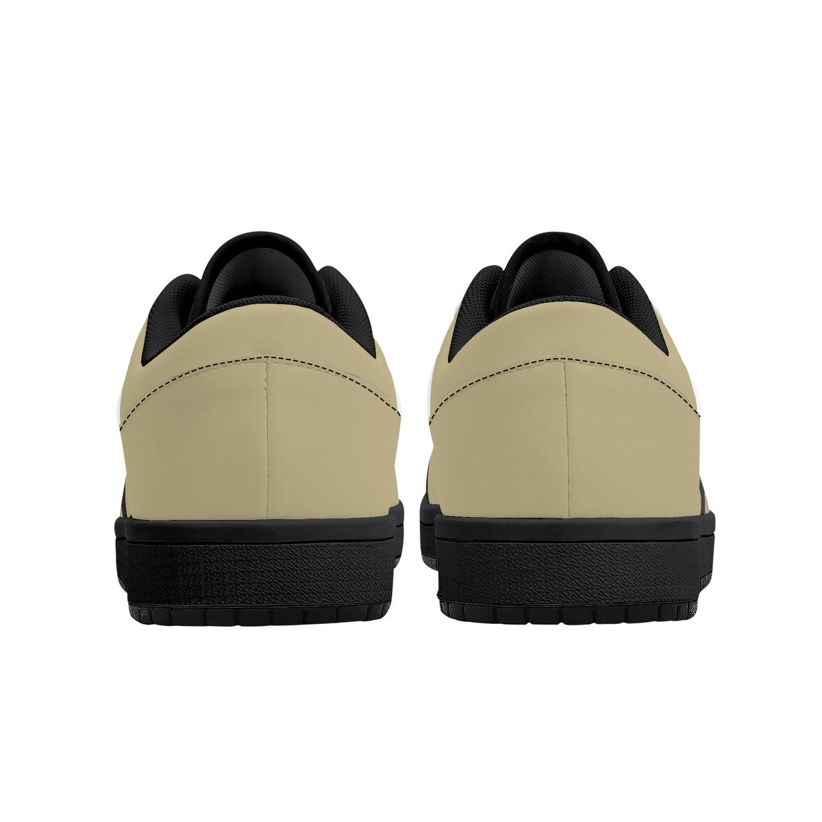 Copy of Beige and Black, Black Sole Low-Top Leather Sneakers