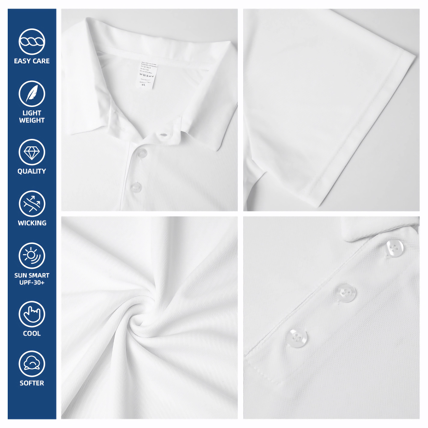 Men’s White, Light Beige and Green Polo with Black Logo