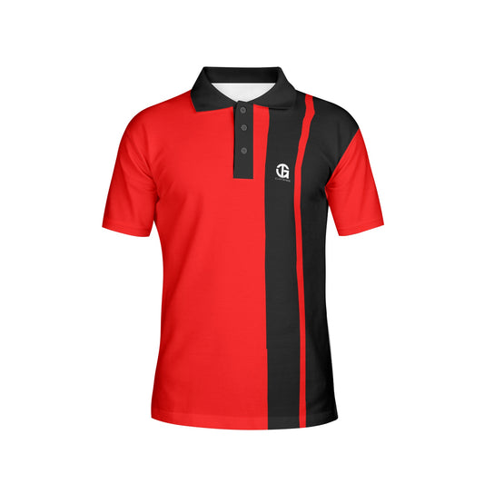 Men's Red and Black Striped Polo Shirts