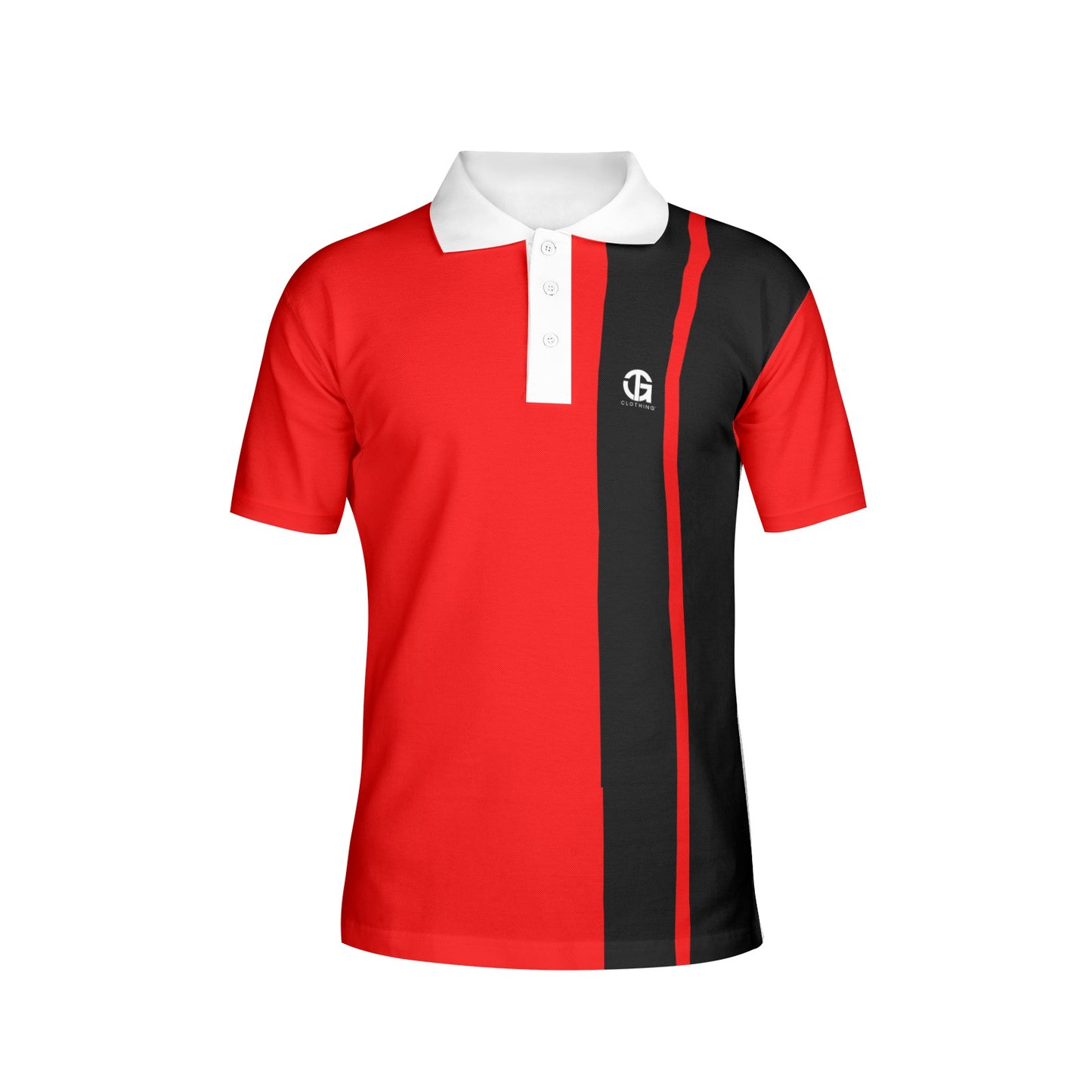 Men's Red and Black Striped Polo Shirts
