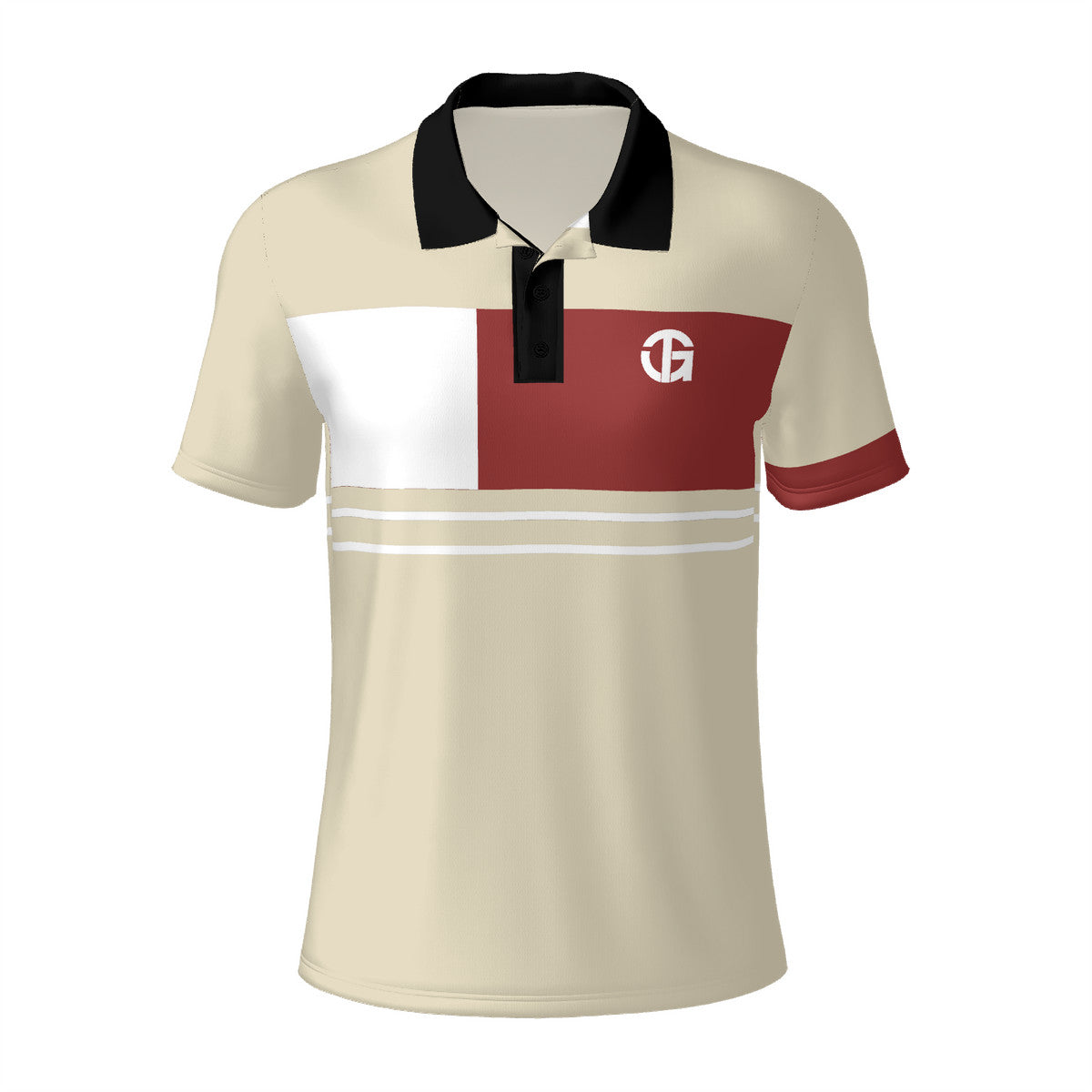 TG - Men's Burgundy and Beige with White logo Polo Shirt