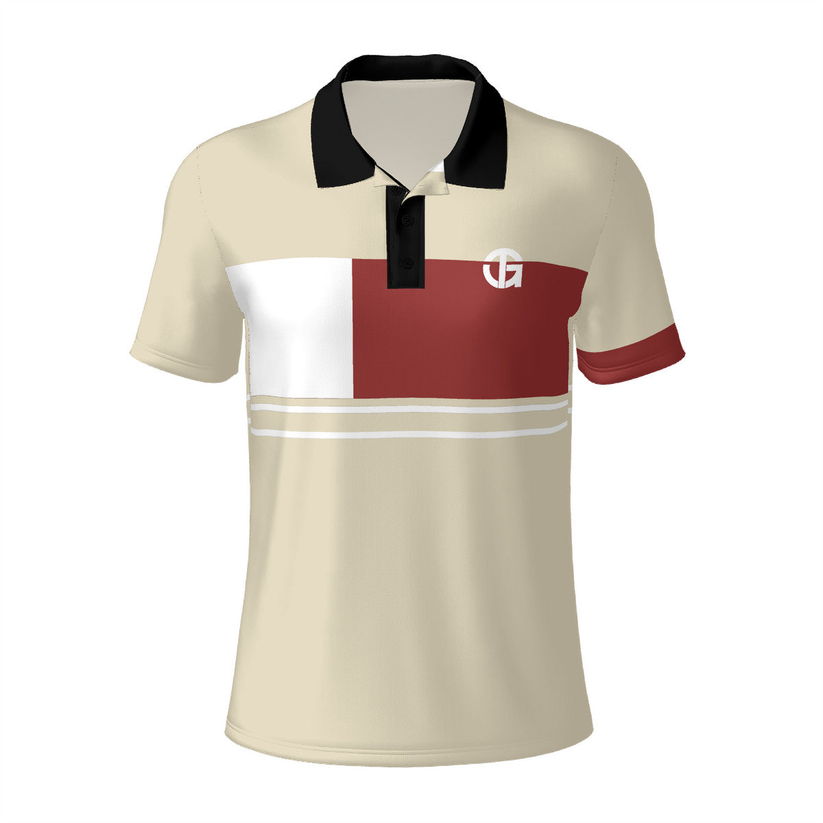Beige, Burgundy and Black Polo