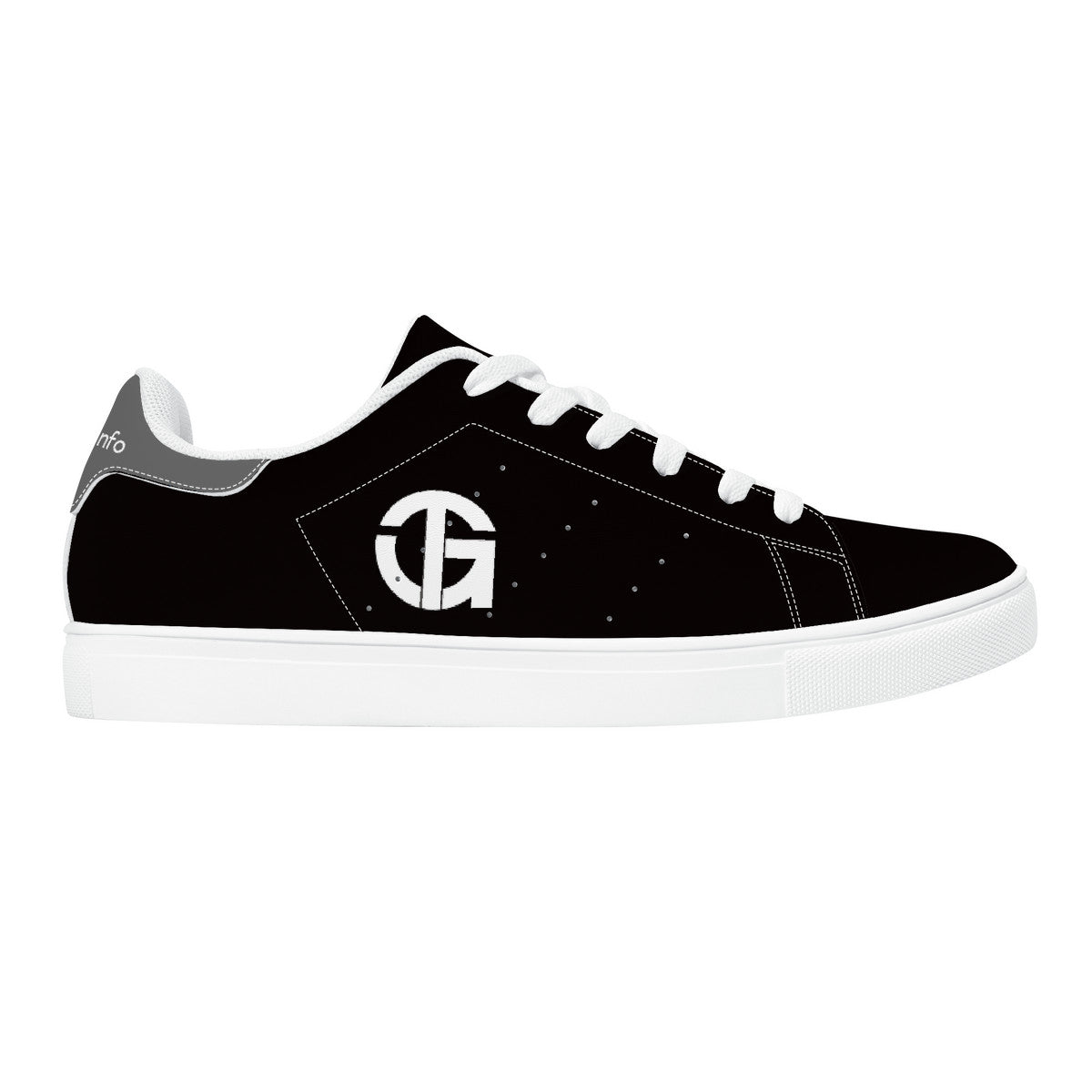 TG- Black on Gray with white logo Leather Sneakers