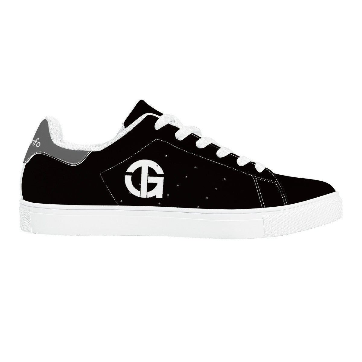 TG- Black on Gray with white logo Leather Sneakers