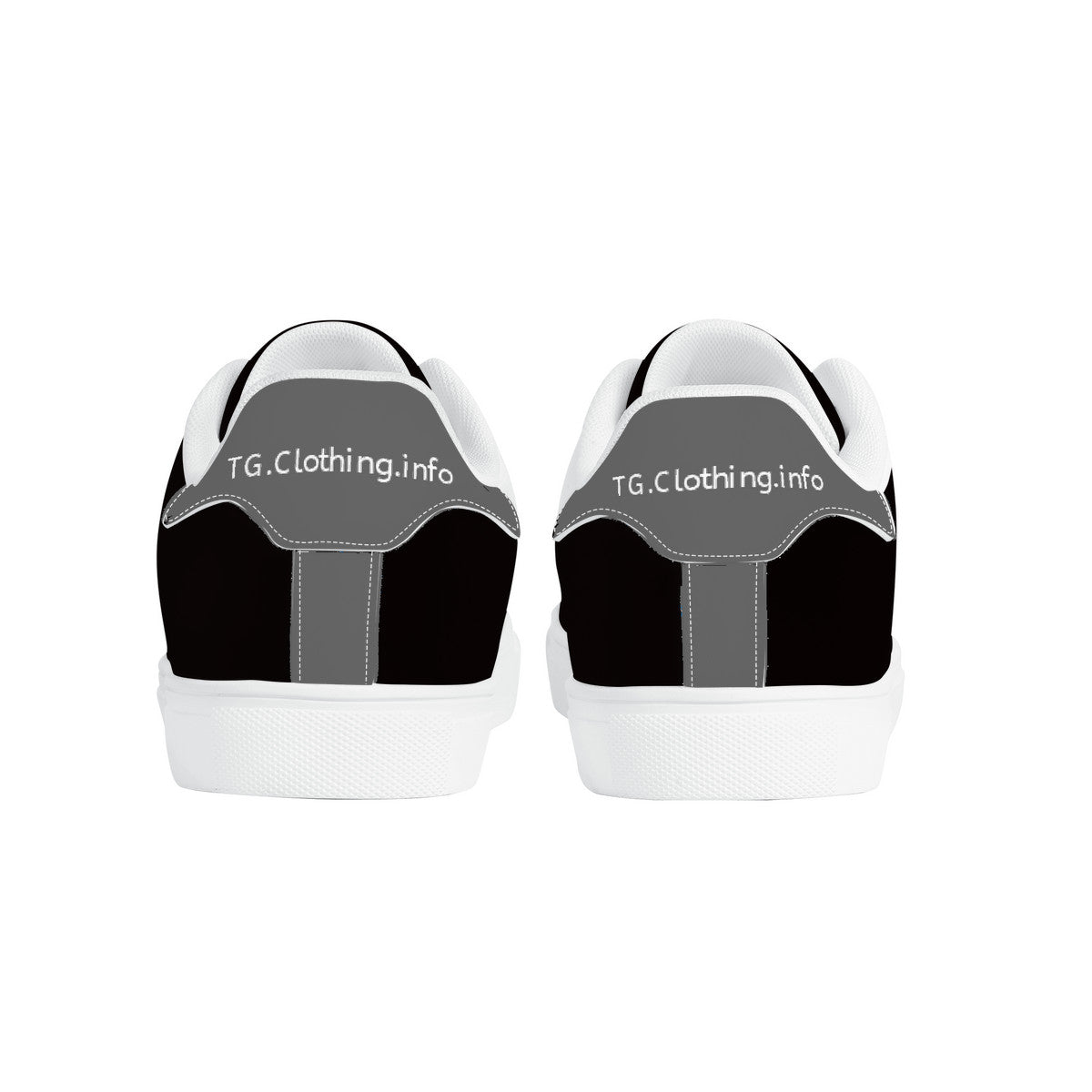 TG- Black on Gray with white logo Leather Sneakers