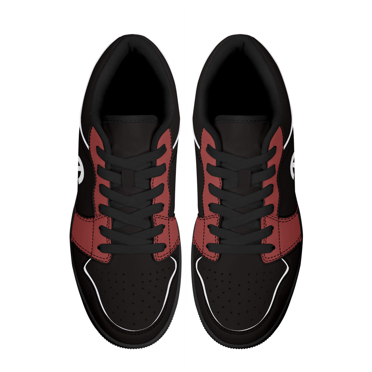 TG - Black and Burgundy Black Sole Low-Top Leather Sneakers