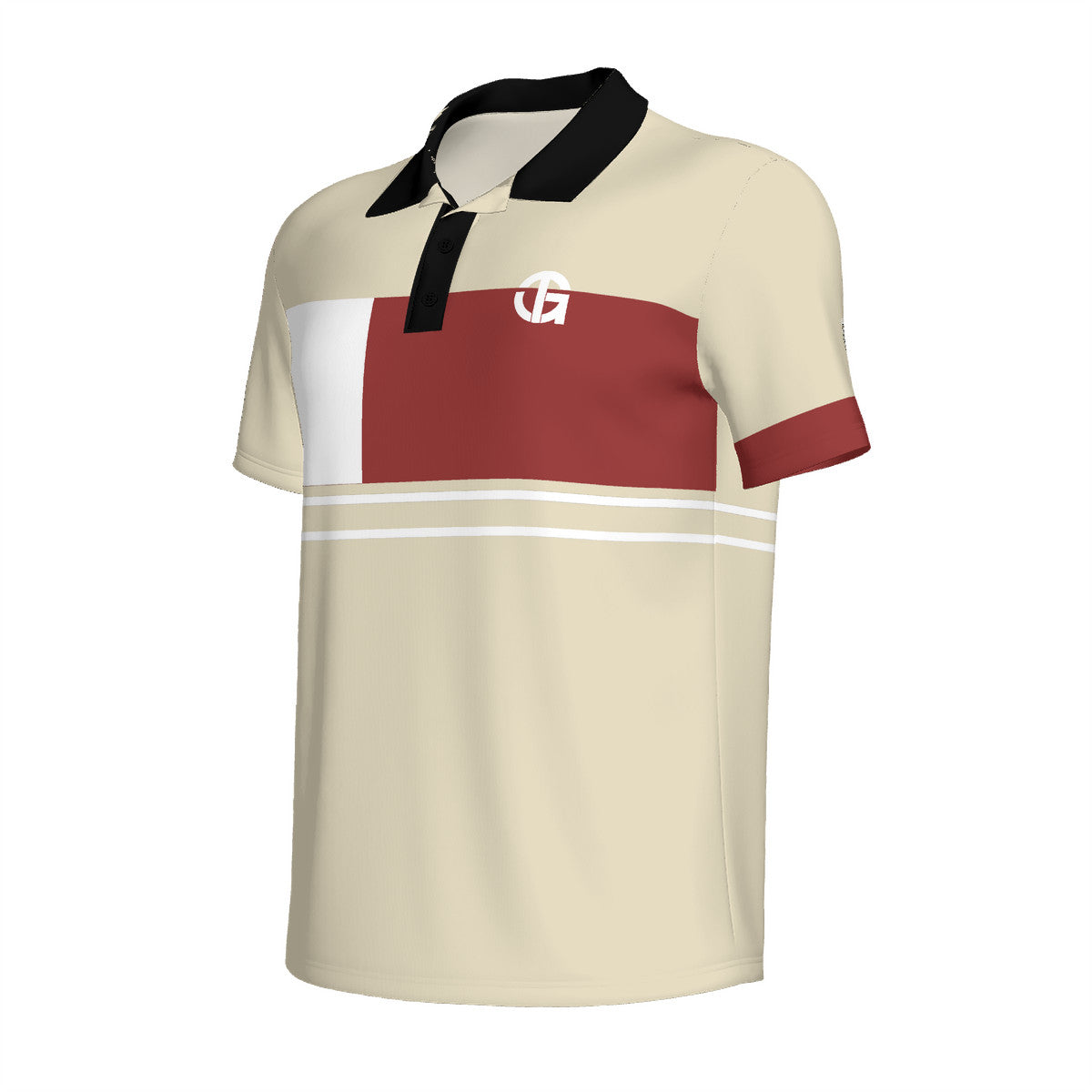 Beige, Burgundy and Black Polo