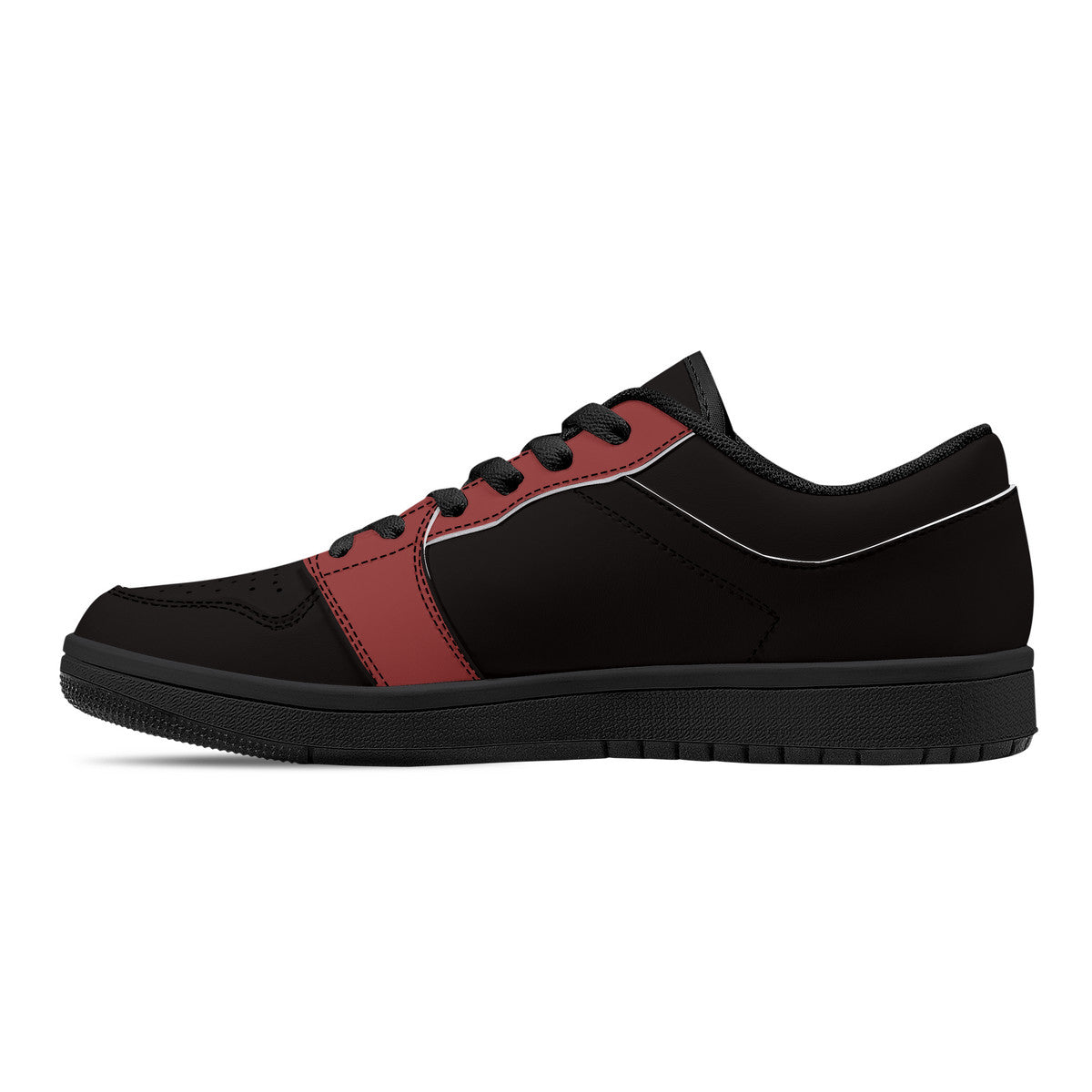 TG - Black and Burgundy Black Sole Low-Top Leather Sneakers