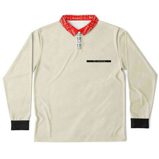 TG Beige, Red Collar Long Sleeve Polo