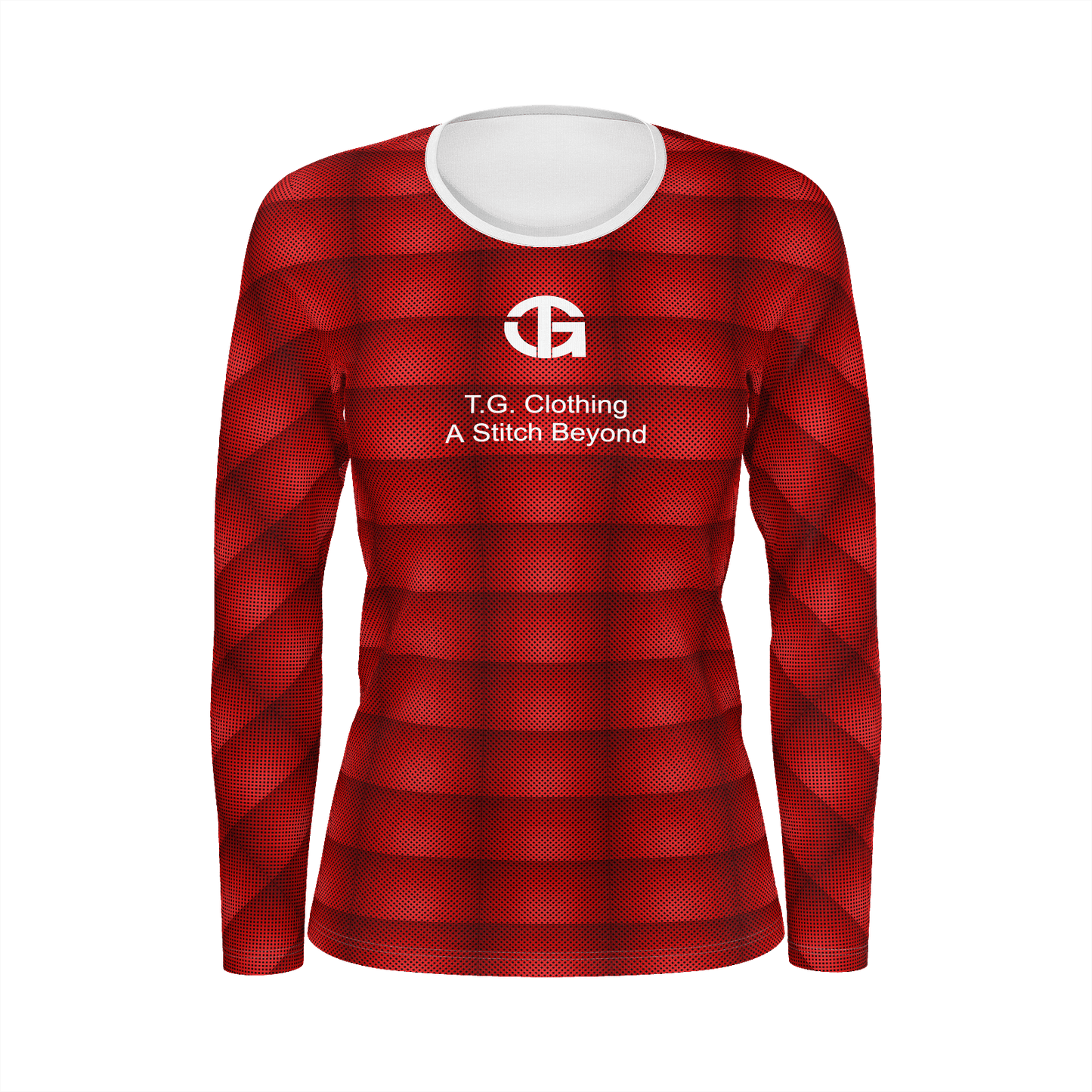 Women's Long Sleeve Red Patterned Tee