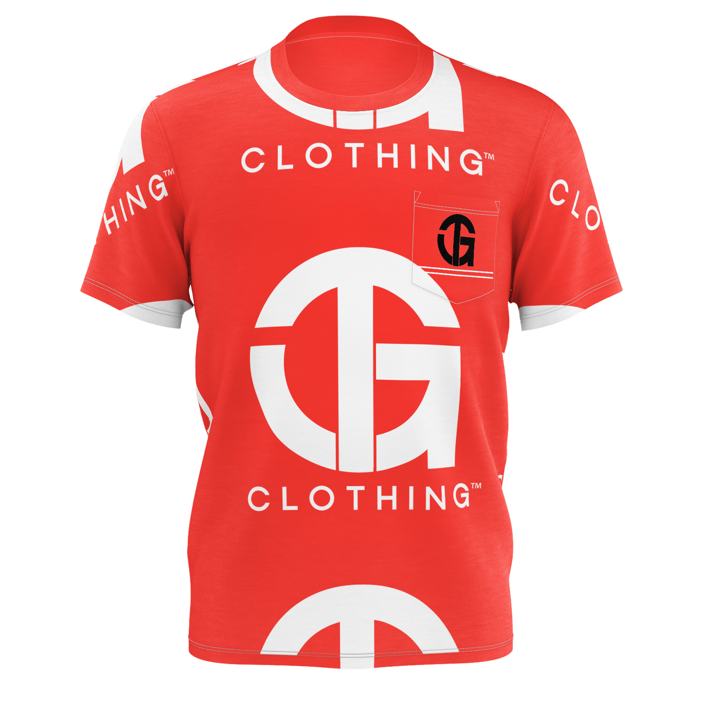 T.G. Red T with white Logo Pattern