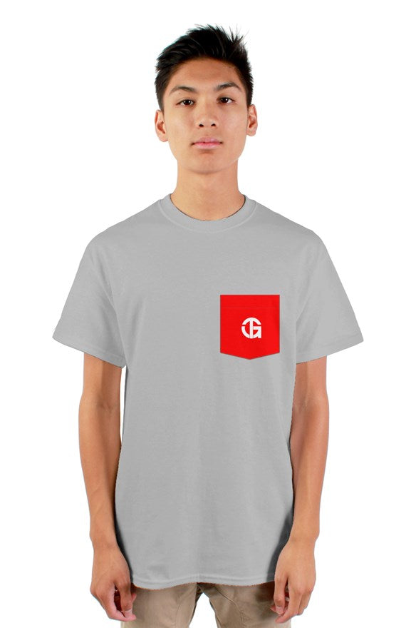 T.G. Pocket Tee (Gray and Red)