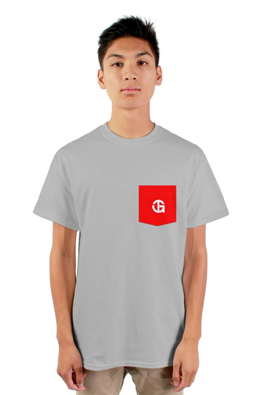 T.G. Pocket Tee (Gray and Red)
