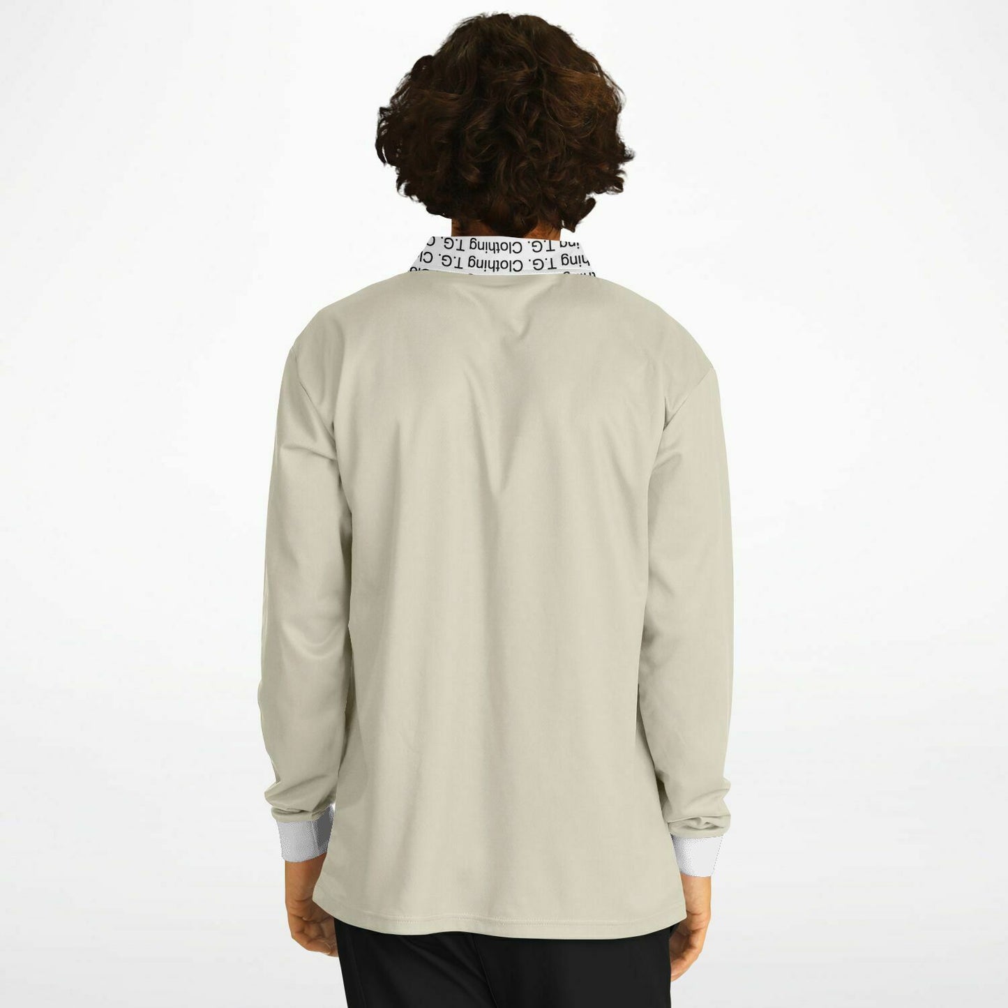 TG Beige and White Long Sleeve Polo