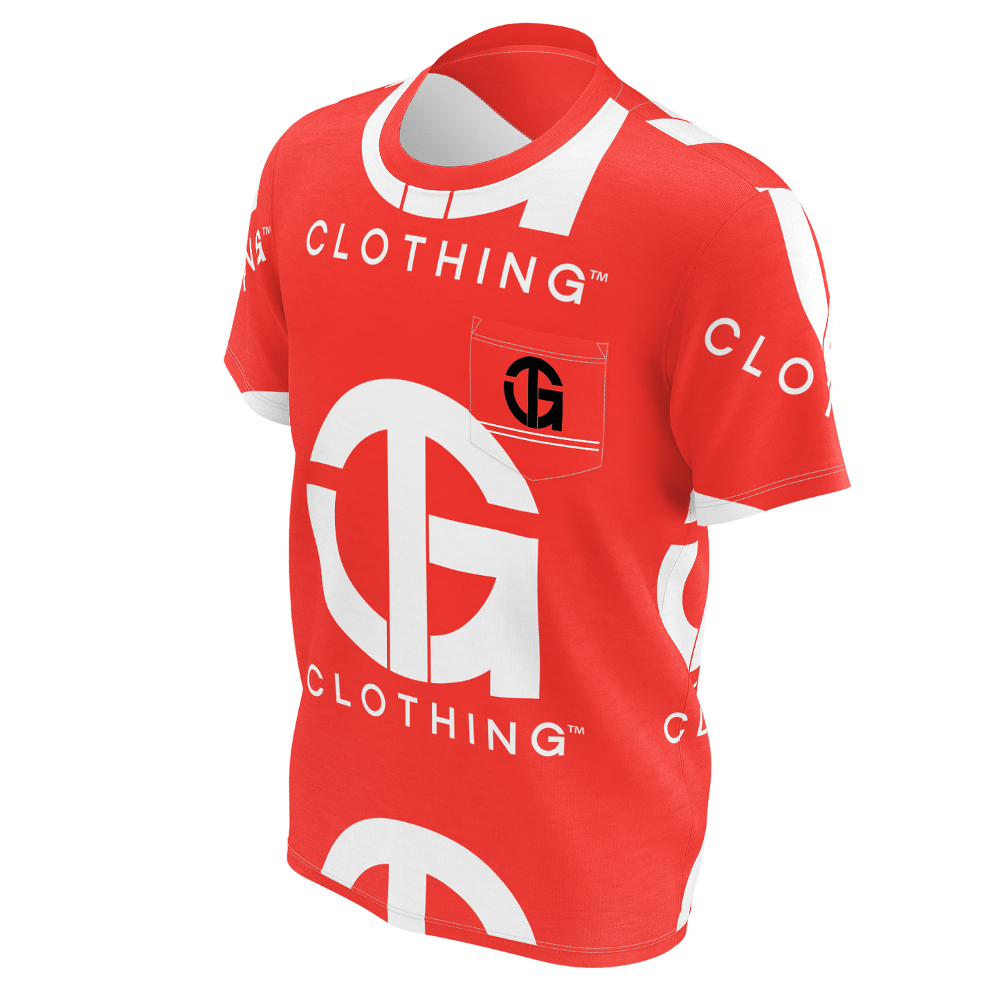 T.G. Red T with white Logo Pattern