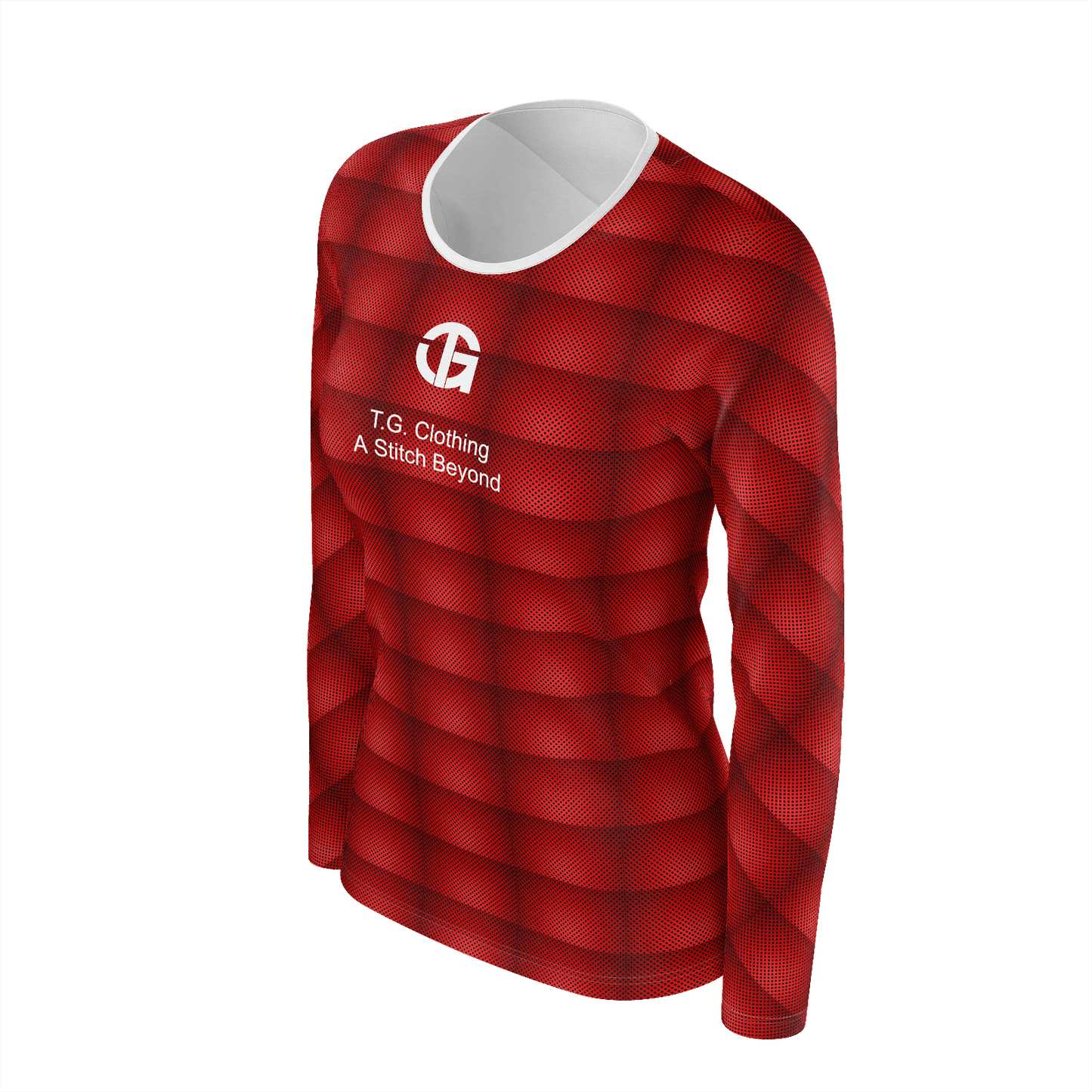 Women's Long Sleeve Red Patterned Tee