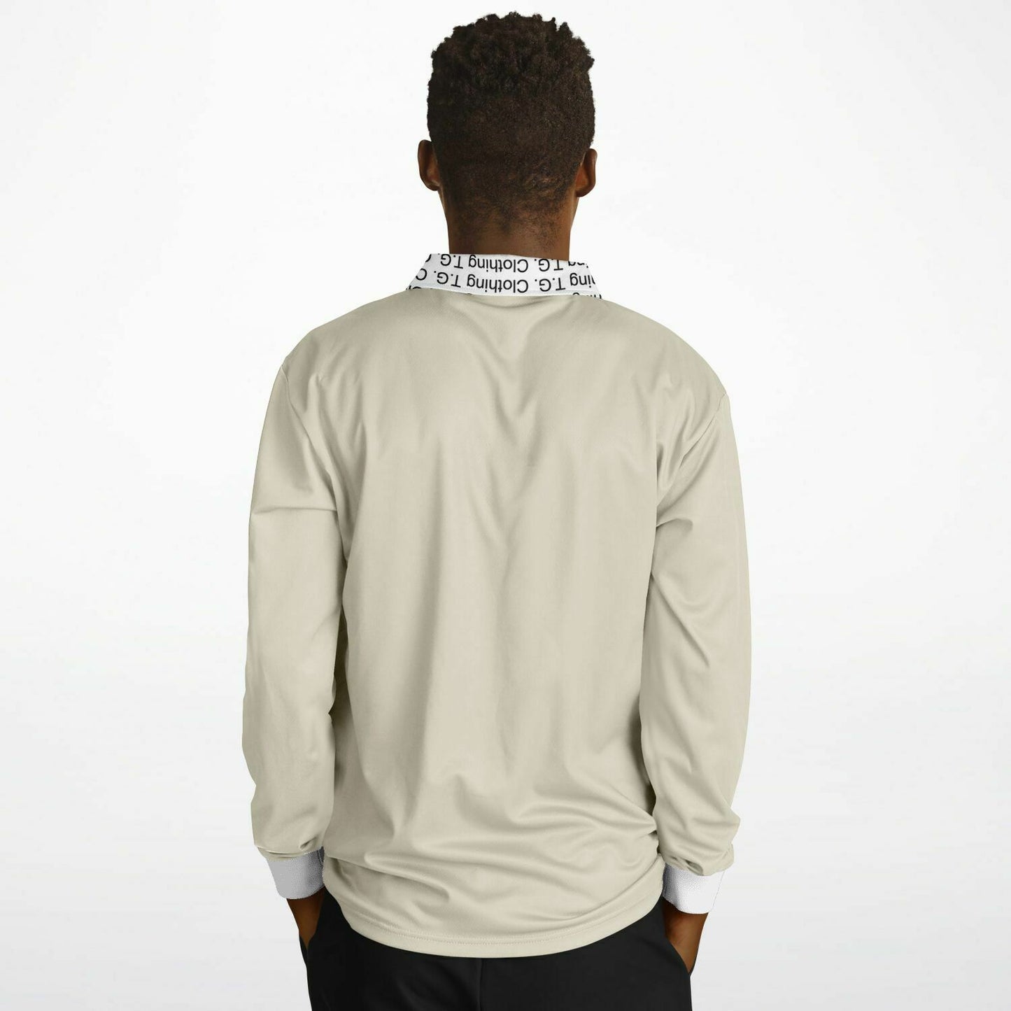 TG Beige and White Long Sleeve Polo