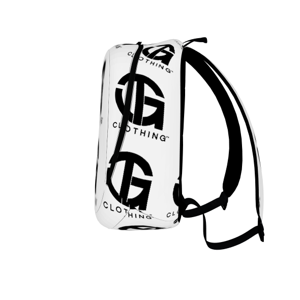 T.G. Back Pack 1 white w/Black logo repeat