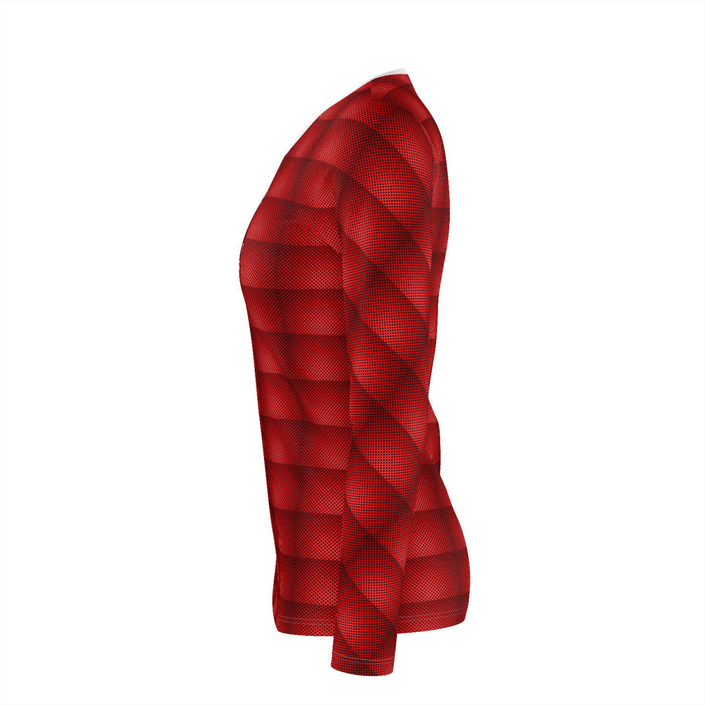 Women's Long Sleeve Red Patterned Tee