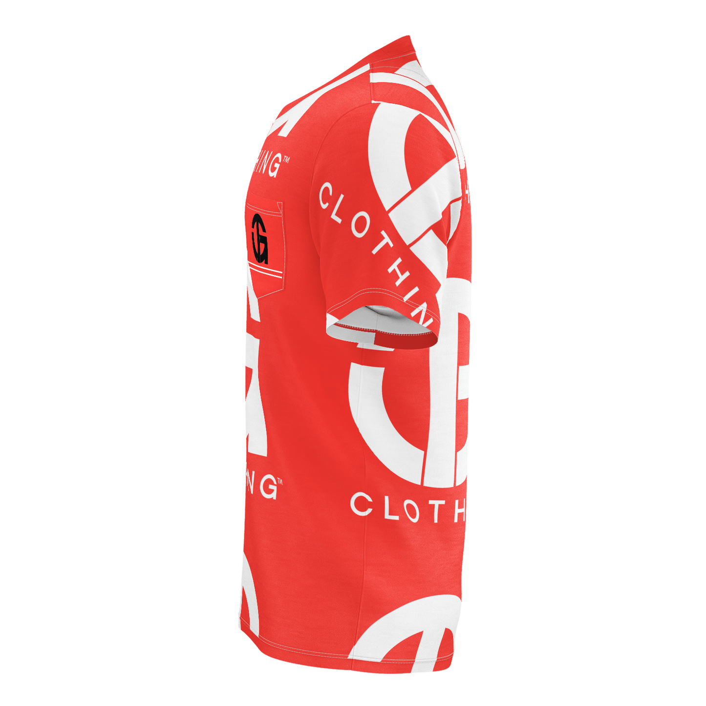 T.G. Red T with white Logo Pattern