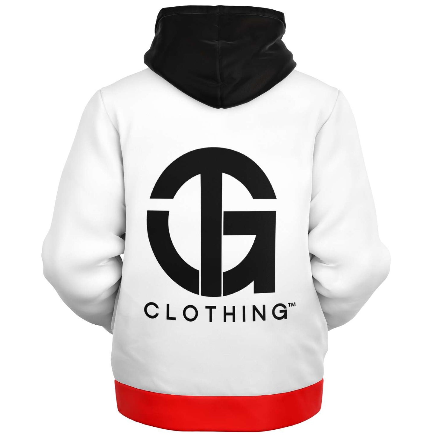 White Red and Black Hoodie and Sneakers