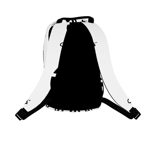 T.G. Back Pack 1 white w/Black logo repeat