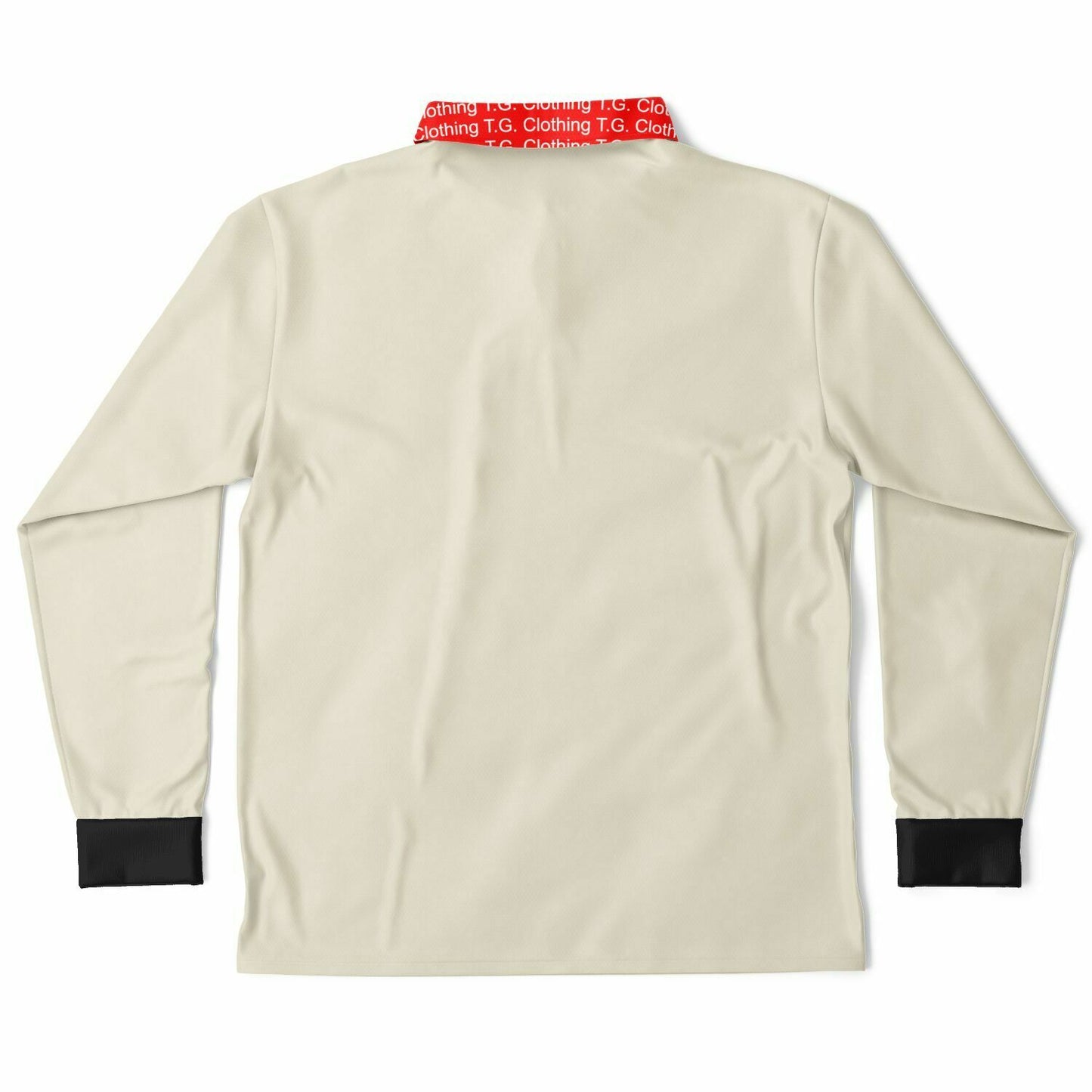 TG Beige, Red Collar Long Sleeve Polo