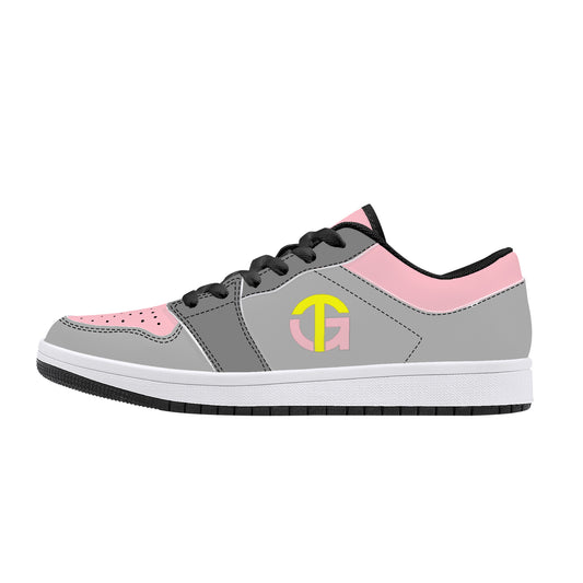 TG Gray and Pink Leather Sneakers