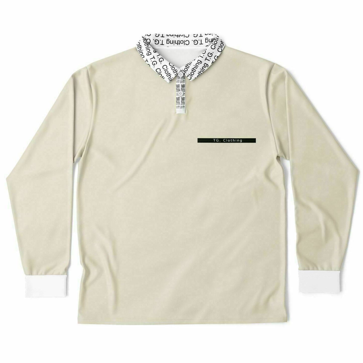 TG Beige and White Long Sleeve Polo