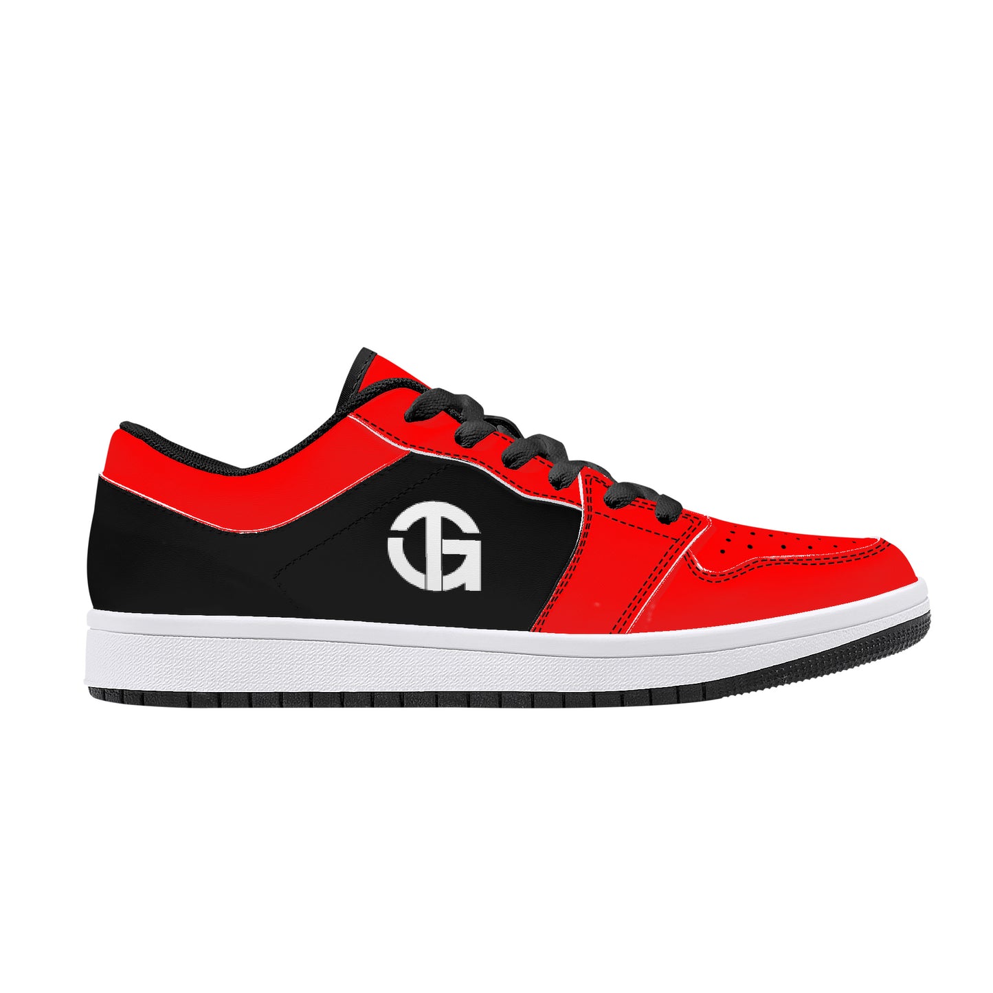 TG Fire Red and Black Low-Top Leather Sneakers