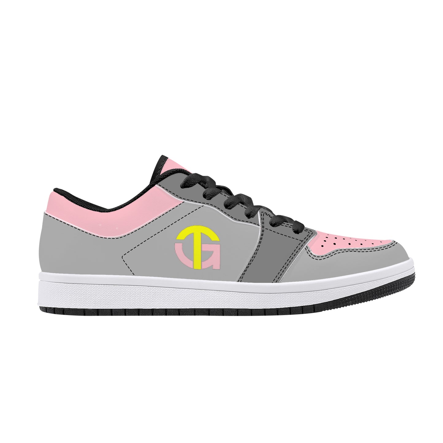 TG Gray and Pink Leather Sneakers