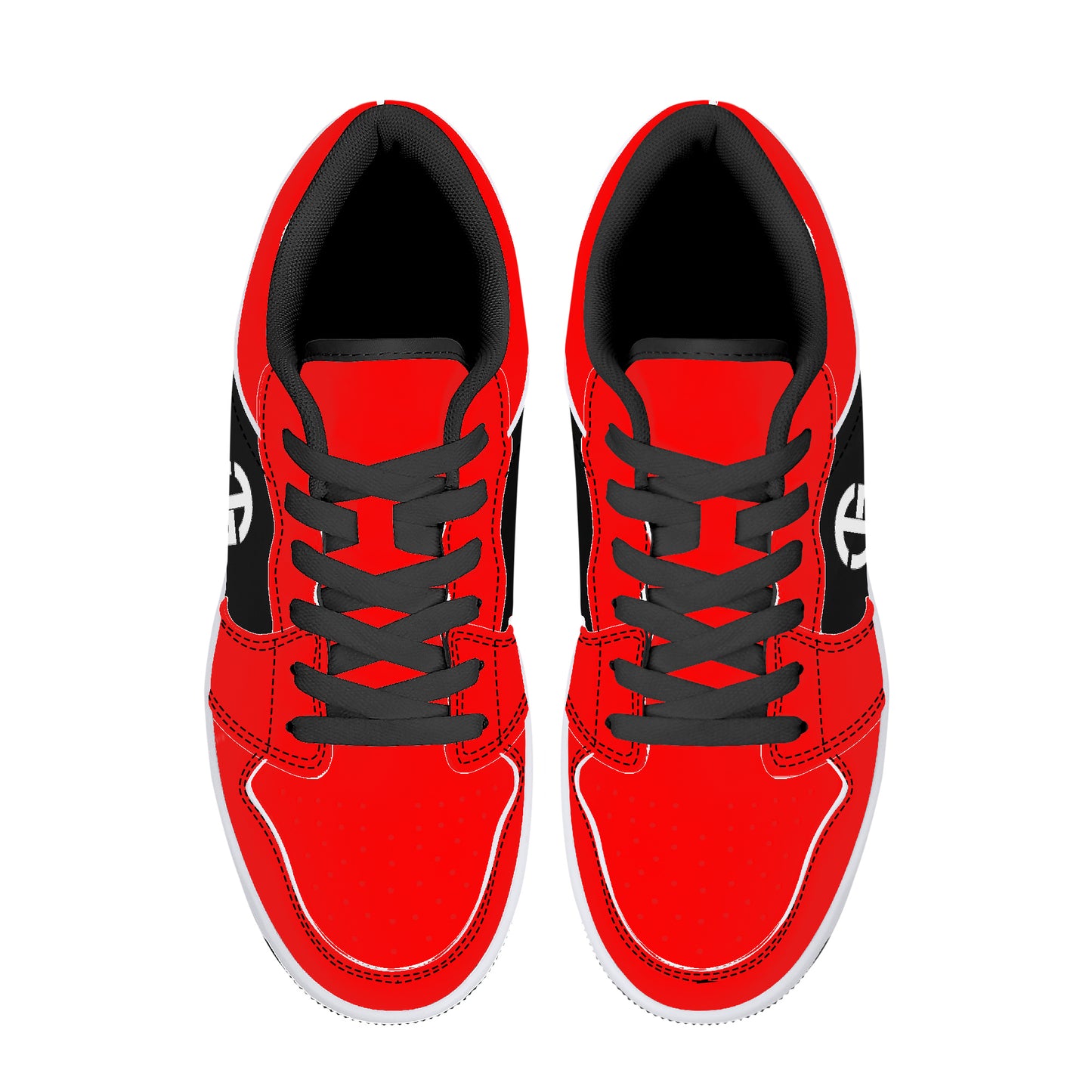TG Fire Red and Black Low-Top Leather Sneakers