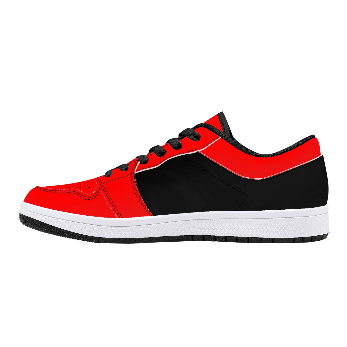 TG Fire Red and Black Low-Top Leather Sneakers