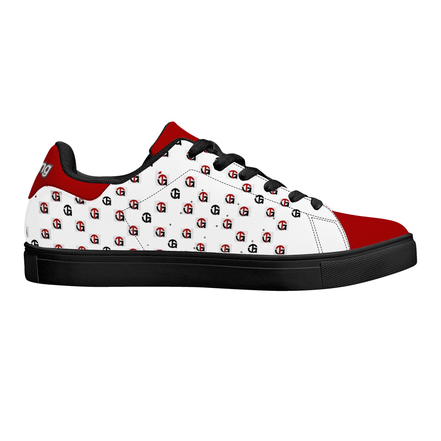 T.G. Red And White Logo Pattern Leather Sneakers