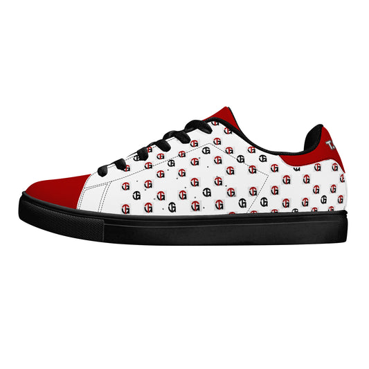 T.G. Red And White Logo Pattern Leather Sneakers
