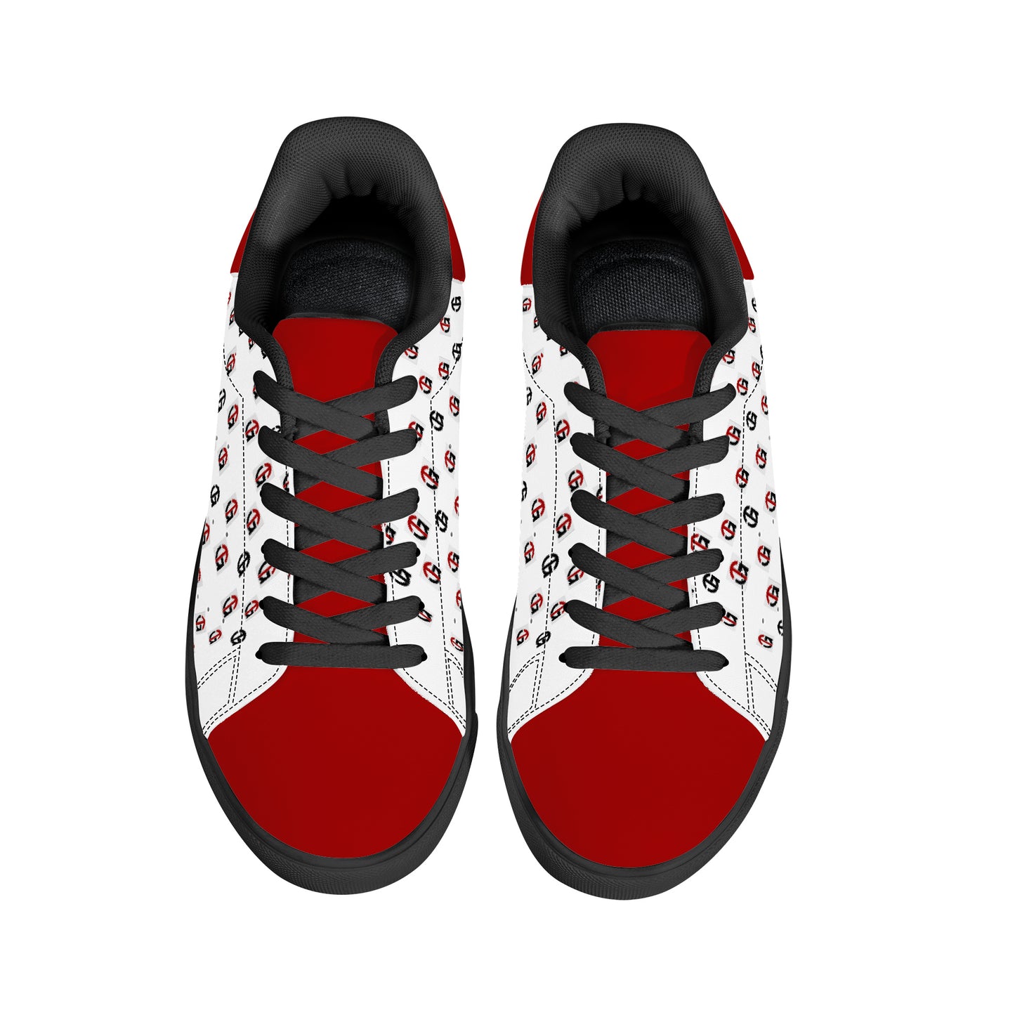 T.G. Red And White Logo Pattern Leather Sneakers