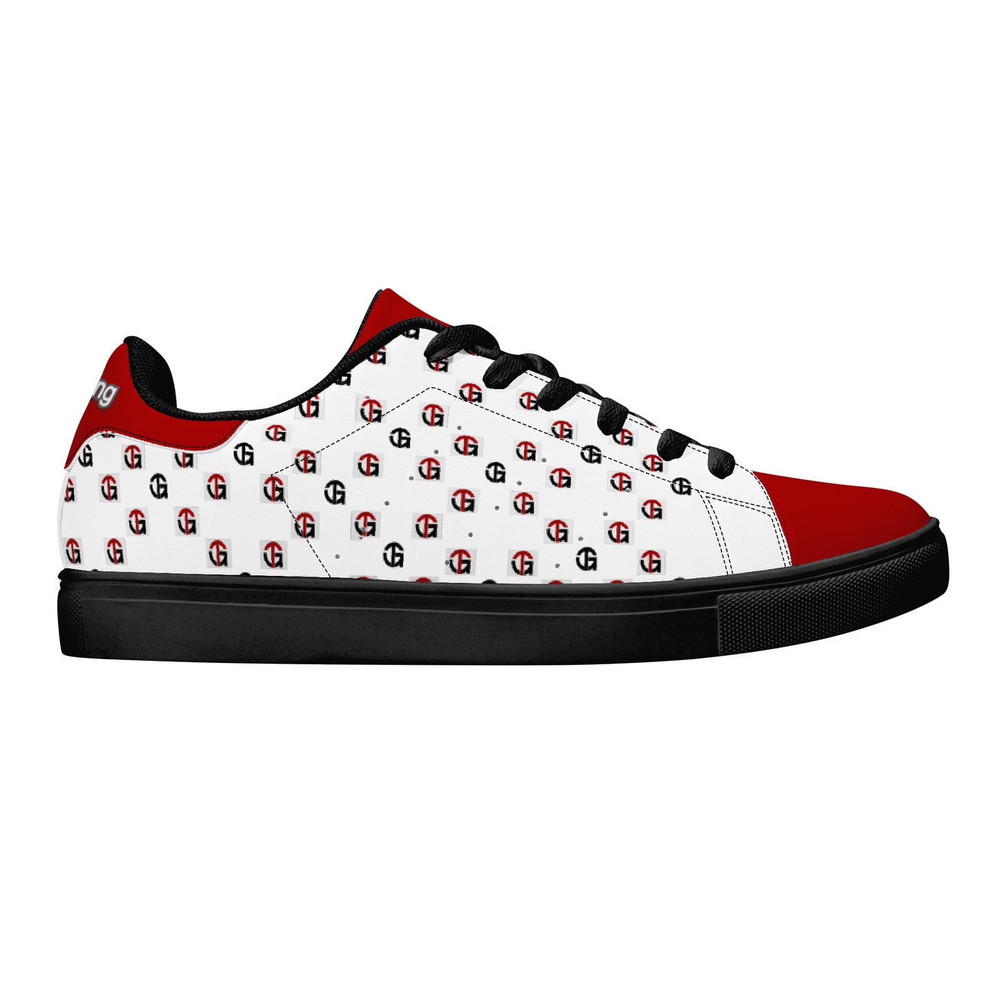 T.G. Red And White Logo Pattern Leather Sneakers