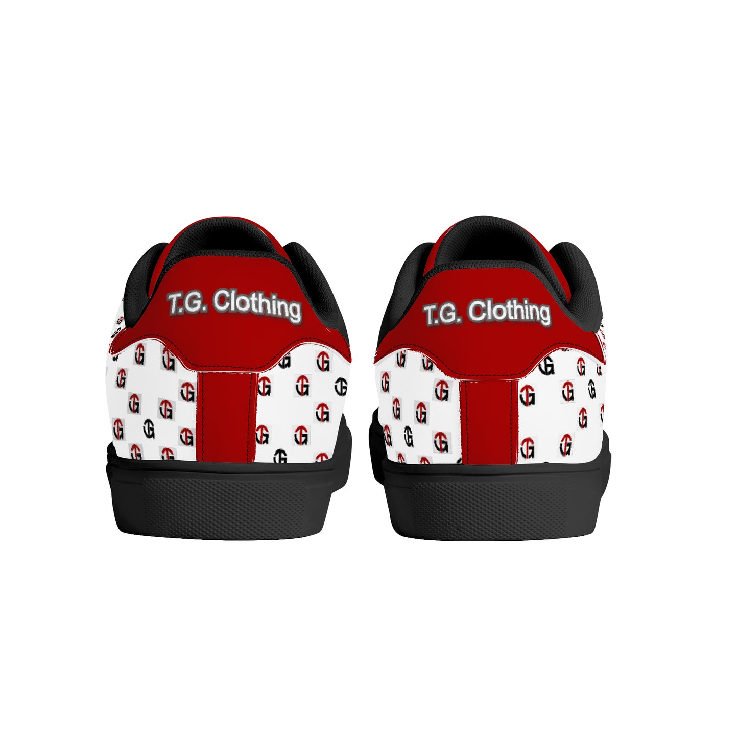 T.G. Red And White Logo Pattern Leather Sneakers